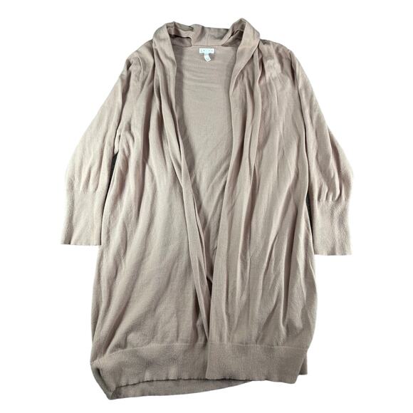 Leith Cardigan Womens 2X Brown Long Sleeve Lightweight Long Plus Stretch - Picture 1 of 8
